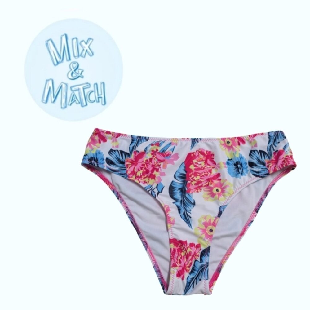 Beachsissi NWOT Highrise Retro Tropical Print Colorful Swim Bottoms
